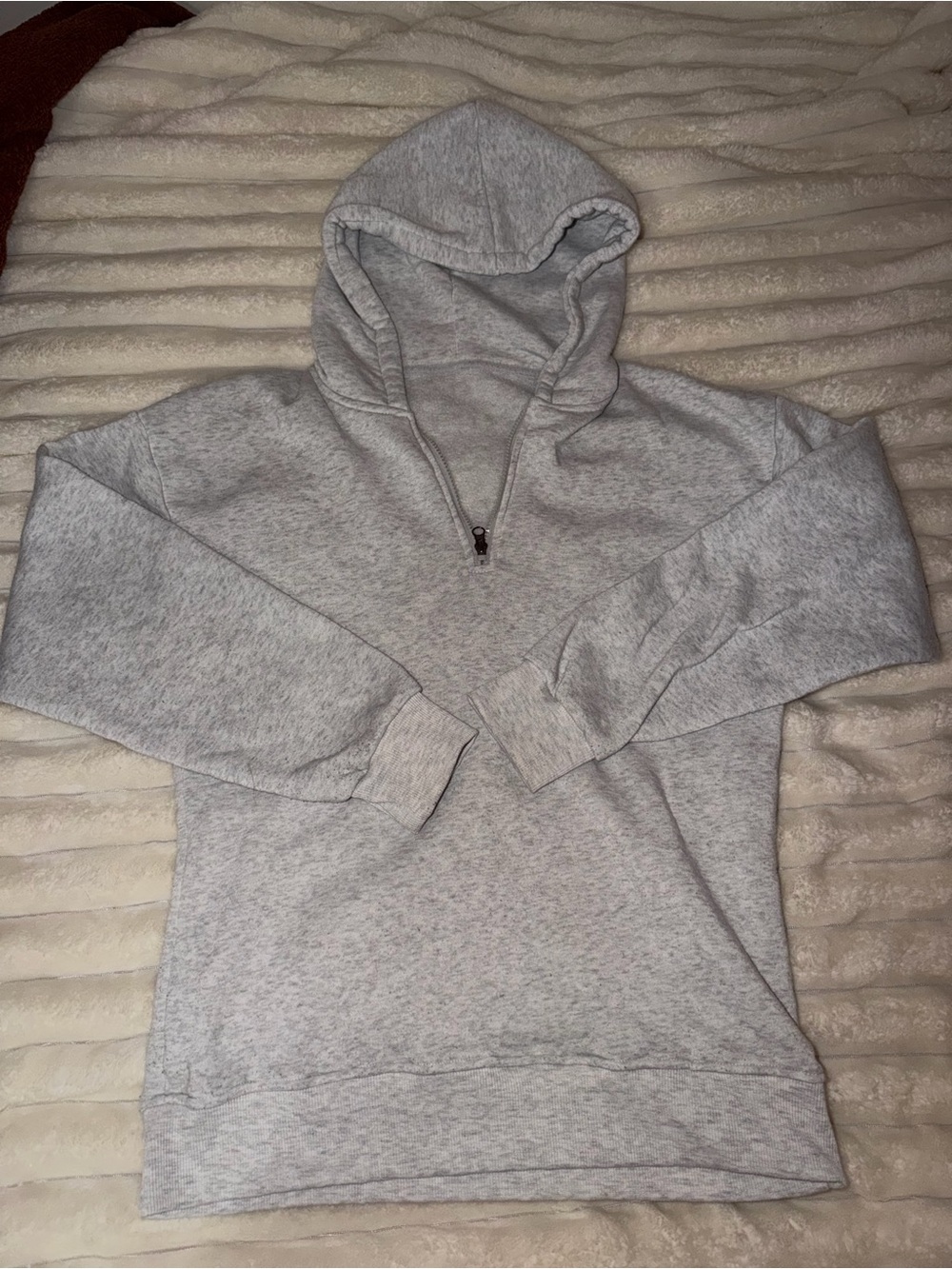 Men's Light Gray Quarter-Zip Hoodie Sweatshirt